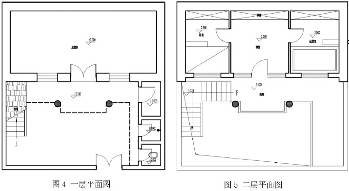 图4 一层平面图     图5 二层平面图